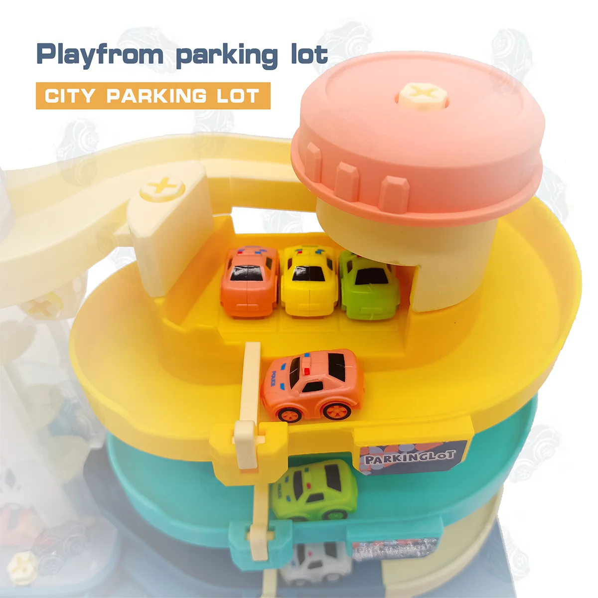 2021 New Electric Toy Car Track Parking Lot Toys With 3 die-cast Car Toy Set With Elevator B/O