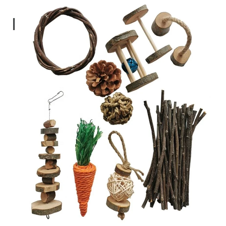 Pet Products New Hamster Chew Toys Natural Wooden Pine Guinea Pigs Rats Chinchillas Accessories Exercise Birds Bunny Rabbi