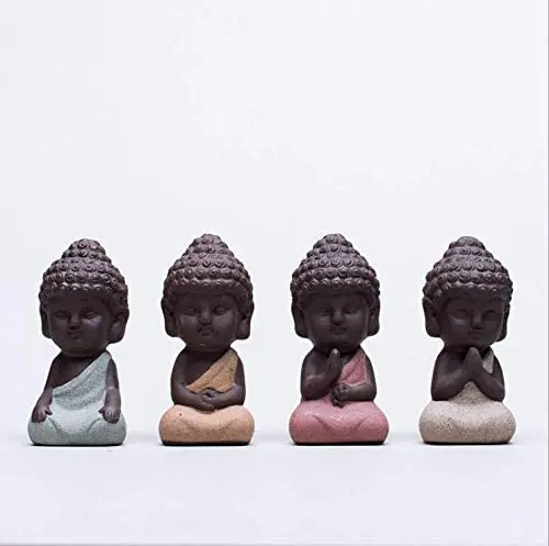 
Traditional Cute Small Buddha Statue India Yoga Mandala Sculptures Monk Figurine Monk Tea Pet Decoration on Kungfu Tray 