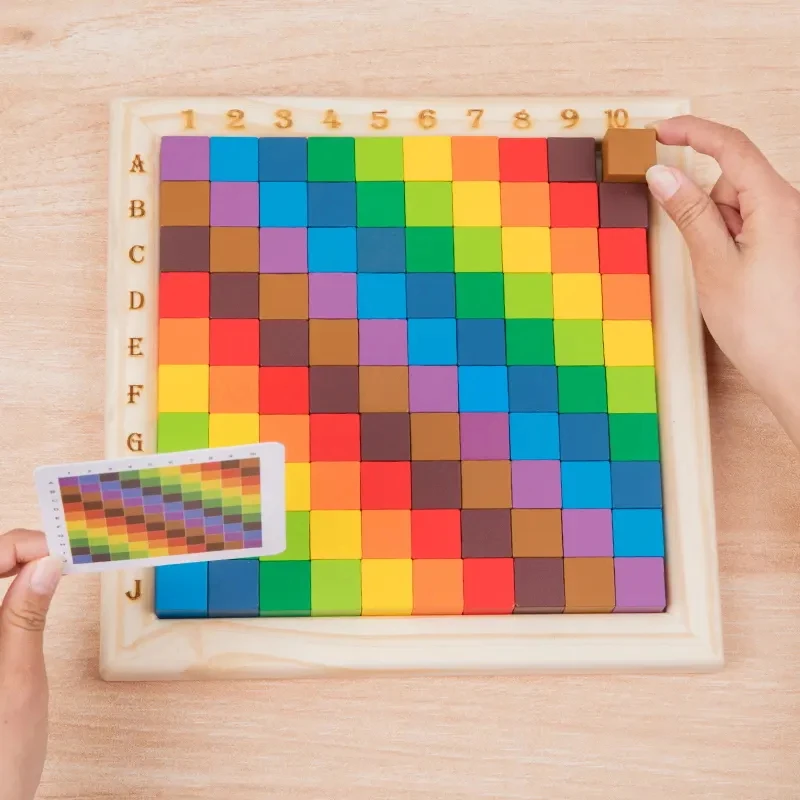 Wooden early education cognition children learning teaching aids educational toys puzzle jigsaw puzzle color cubes