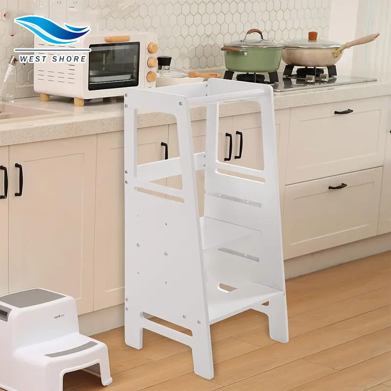 Kids Montessori Toddler Learning Tower Wooden Stool Children Tower Kitchen Step Stool Toddler Kitchen Stool Helper Folding
