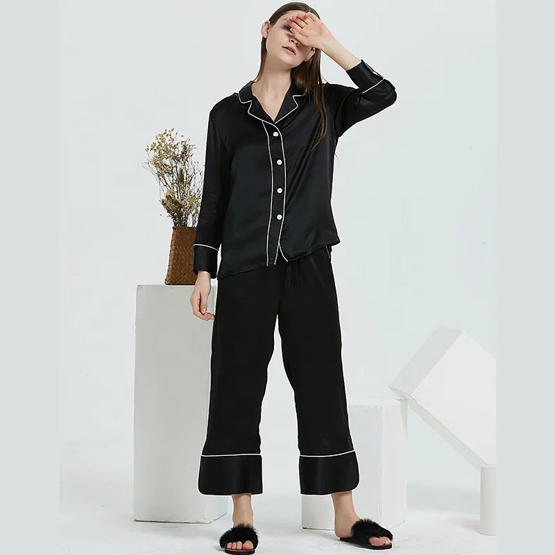 Anti-bacterial and moisture absorption friendly 100% 6A grade mulberry silk 19mm charmeuse satin homewear,sleepwear,pajamas set