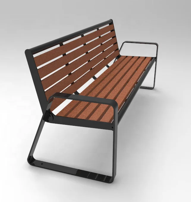2022 NEW site furniture park furniture galvanized steel and HDPE lumber outside park bench chair outdoor plastic wood bench