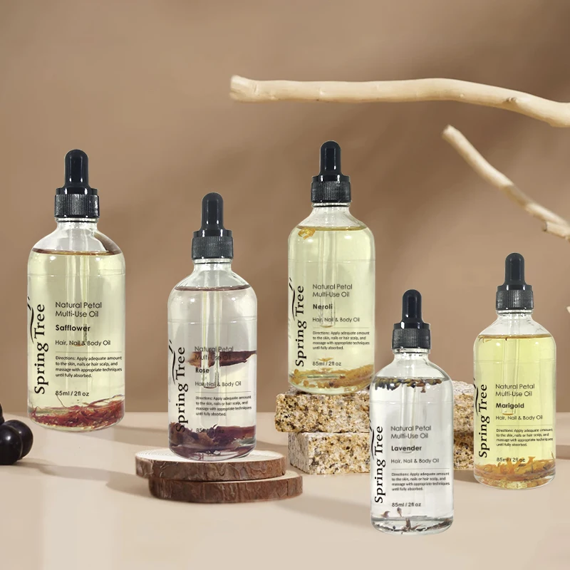 Factory Supply Hair Face Oil Plant Extract Massage Aromatherapy Rose Petal Multi-Use Oil Set