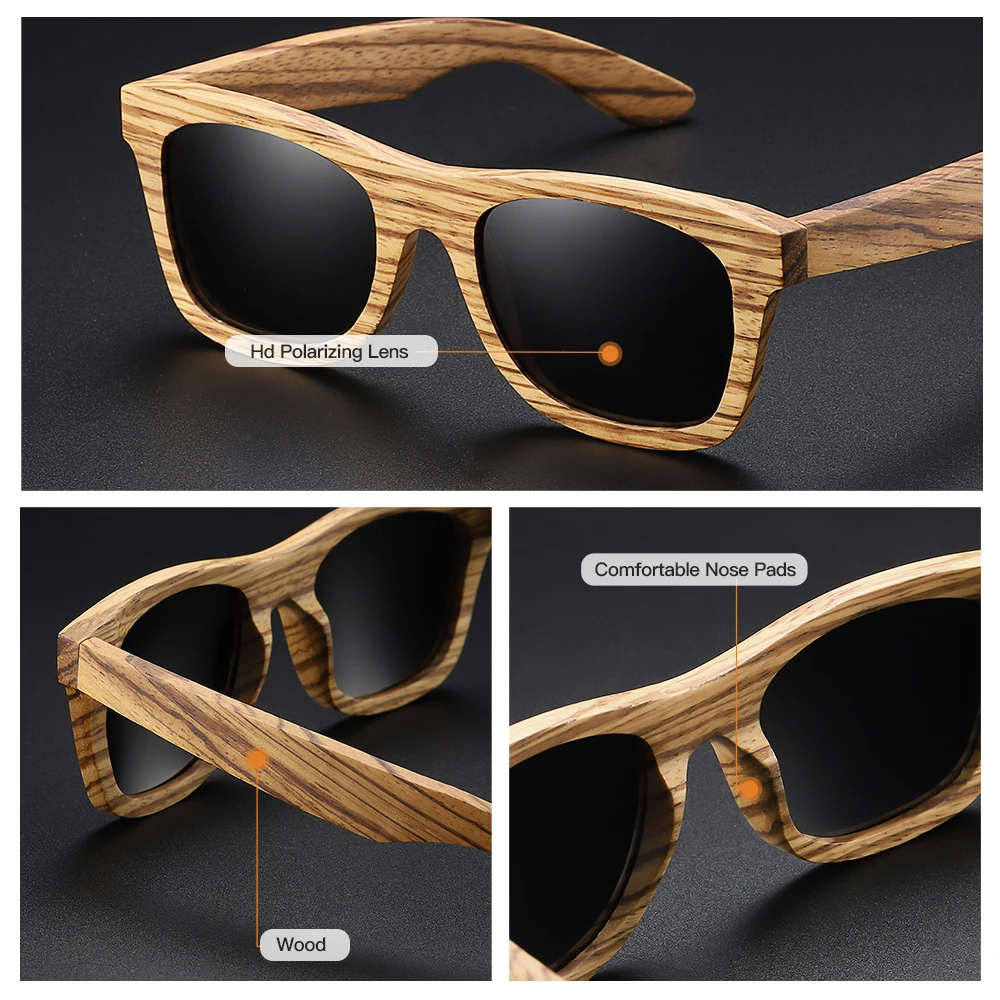 2022 premium eco-friendly custom zebra wooden sunglasses polarized lens