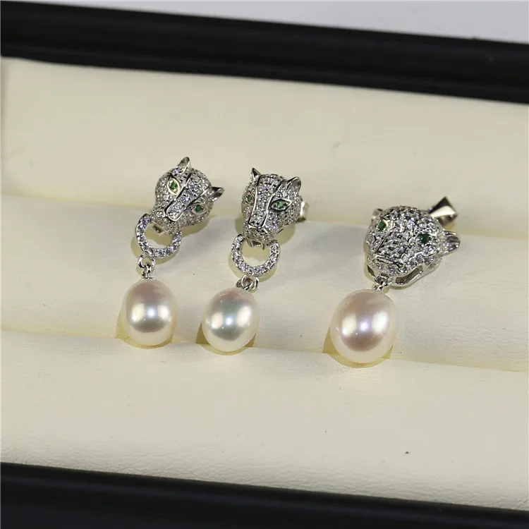 FEIRUN 8mm drop Fashion Bridal 925 Sterling Silver Women Natural Freshwater Pearl Set For Jewelry