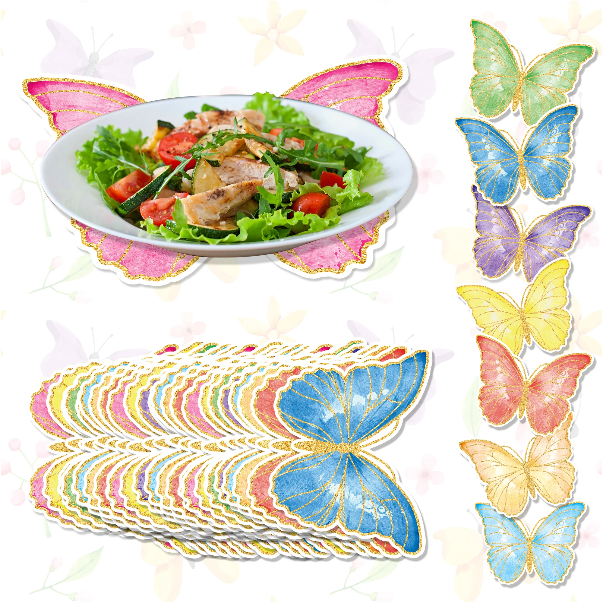 Butterfly Shaped Paper Placemats Disposable Spring Summer Butterfly Place Mats for Bridal Wedding Birthday Party Decorations