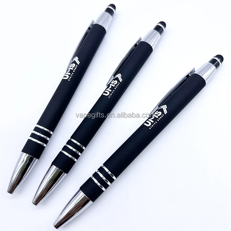 Soft rubber Gel metal ball Pen- Roller ball Pens with personalized 0.5mm black gel pen custom Logo