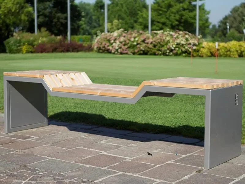 Chinese Public Park Simple Backless Wooden Garden Bench For Outdoor