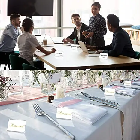 Mini Counter top L shape price tag stand clear acrylic name plate holder label holder for wedding buffet party bakery