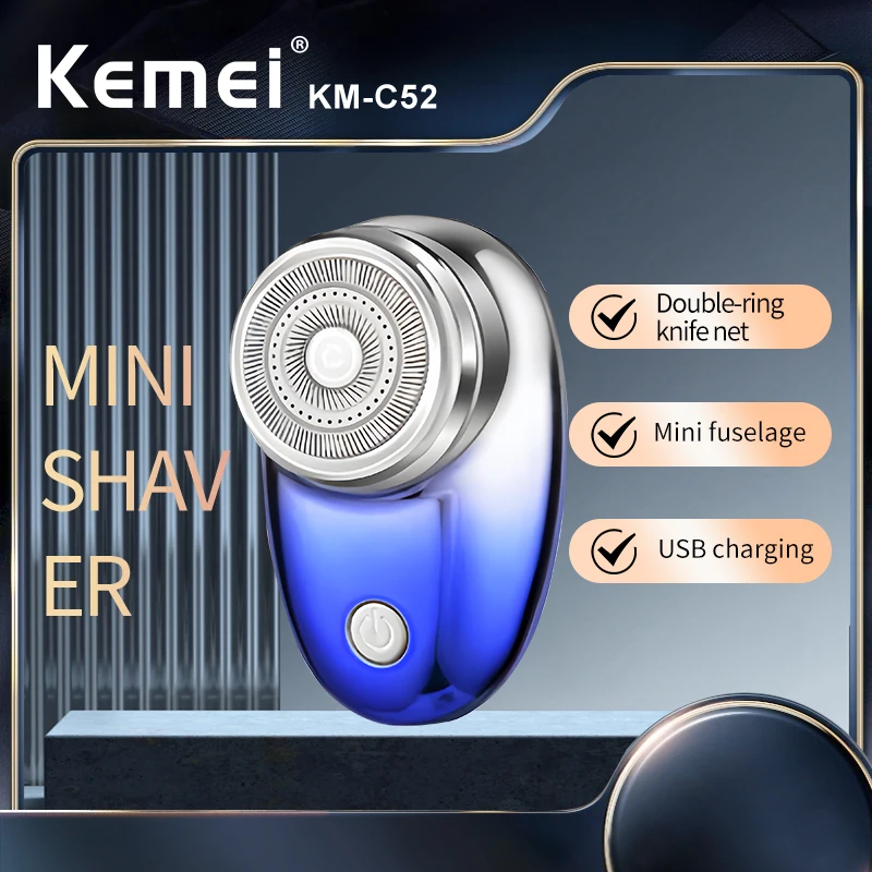 KEMEI Rechargeable Washable Mens Razor KM-C52 Mini Travel Electric Shaver Mini-shave Portable Electric Shaver
