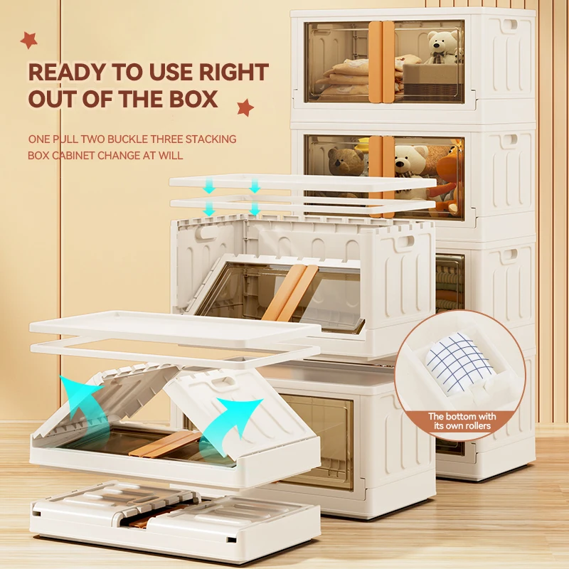 Large capacity clothes toy Collapsible cabinet Trunk Organizer, Dorm Room Essentials,wardrobe plastic folding storage box