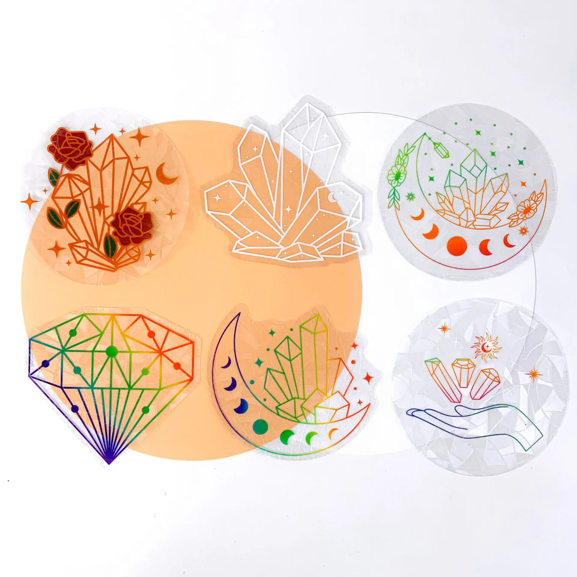 Hot Sale Windows Glass Clings Stickers Removable Rainbow Prism Non-adhesive PVC Suncatcher Window Sticker