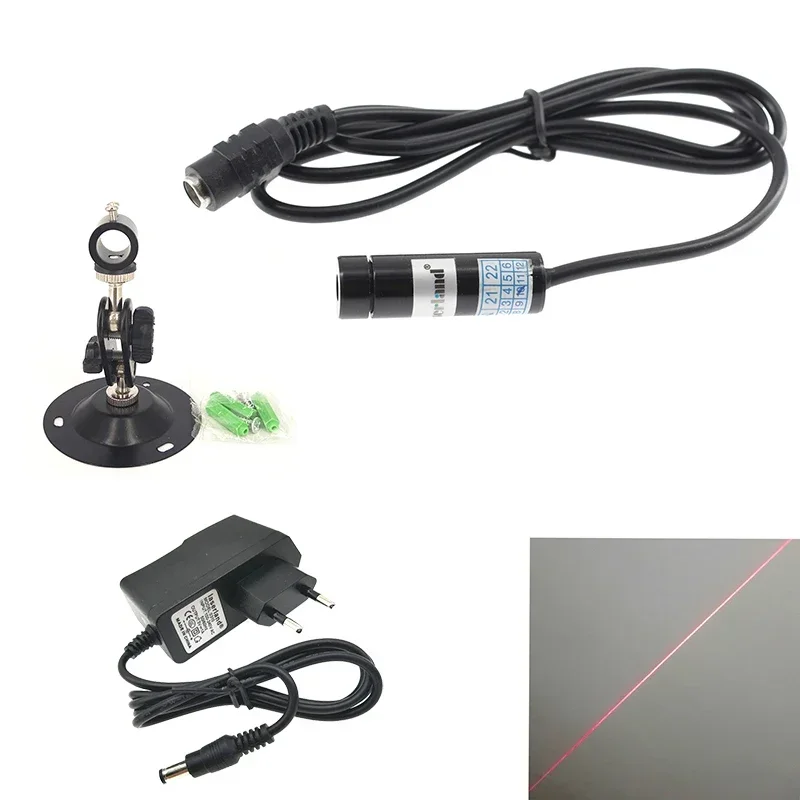 12*40mm Focusable 650nm 5mW 50mW Red Line Laser Module DC 3V-5v Glass Lens for Sewing Embroidery Works Cloth Cutting Machine