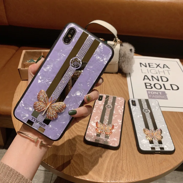 Luxury Diamond Butterfly Phone Case For iPhone 11 12 Pro X XS Max XR 7 8 6S Plus  Shell Cell Phone Case Back Cover