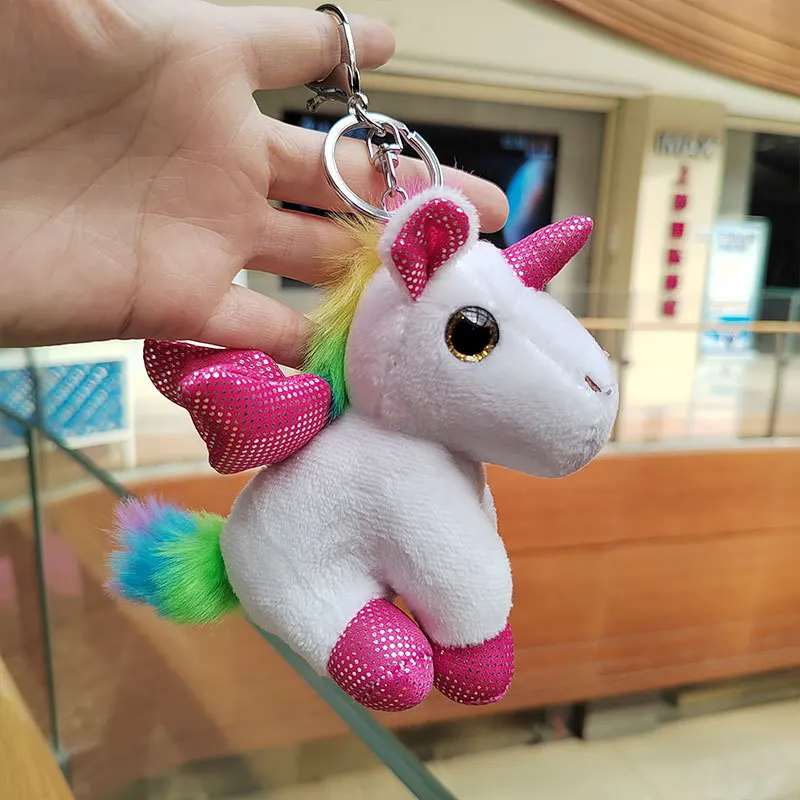 Mini Kawaii Cartoon Stuffed Animal Toys Child Gifts Colorful Unicorn Plush Keychain