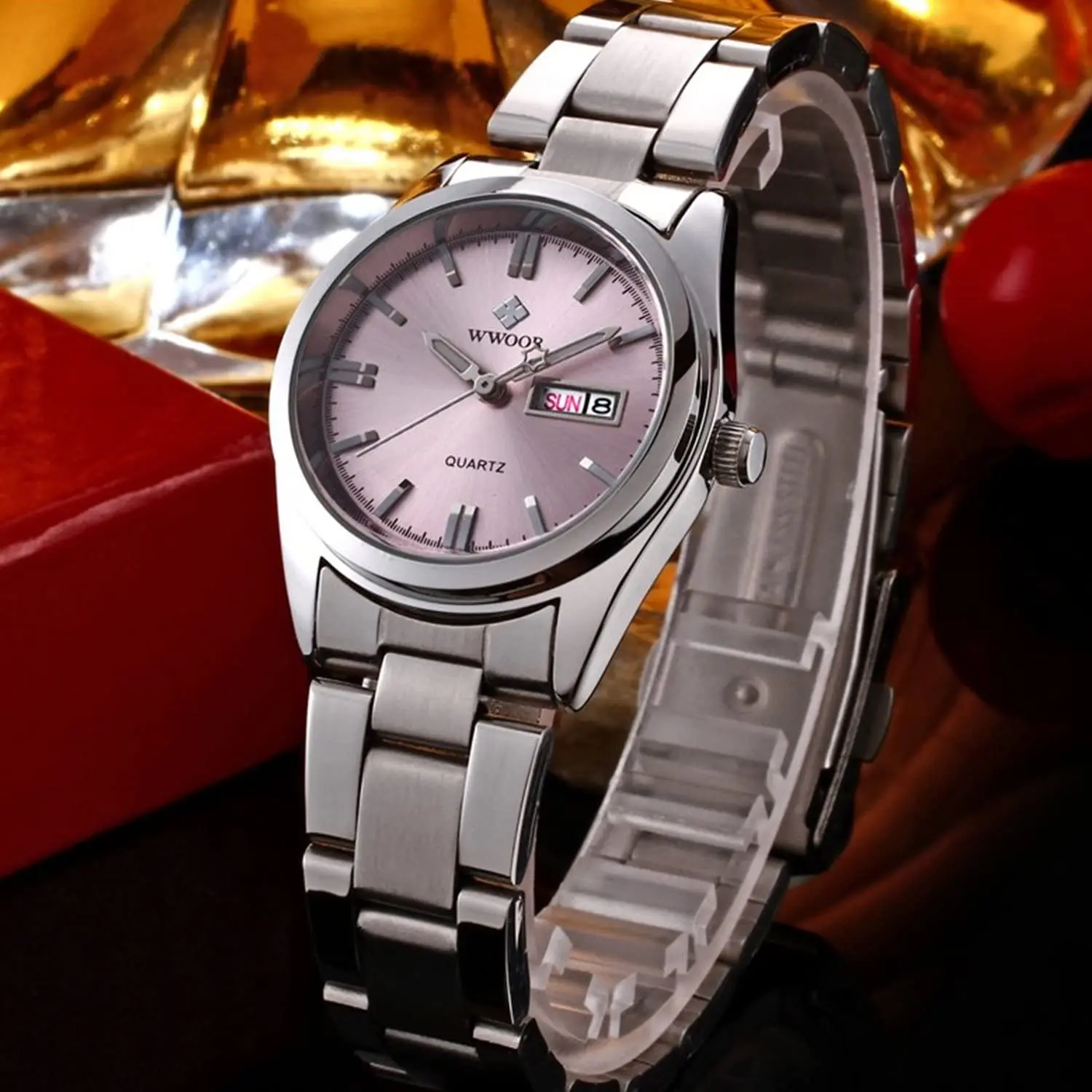 Montre Femme,Women Watches,Fashion Ladies Watches Waterproof Quartz Silver Clock Women Automatic Date Dress Wrist Watch Reloj Mu