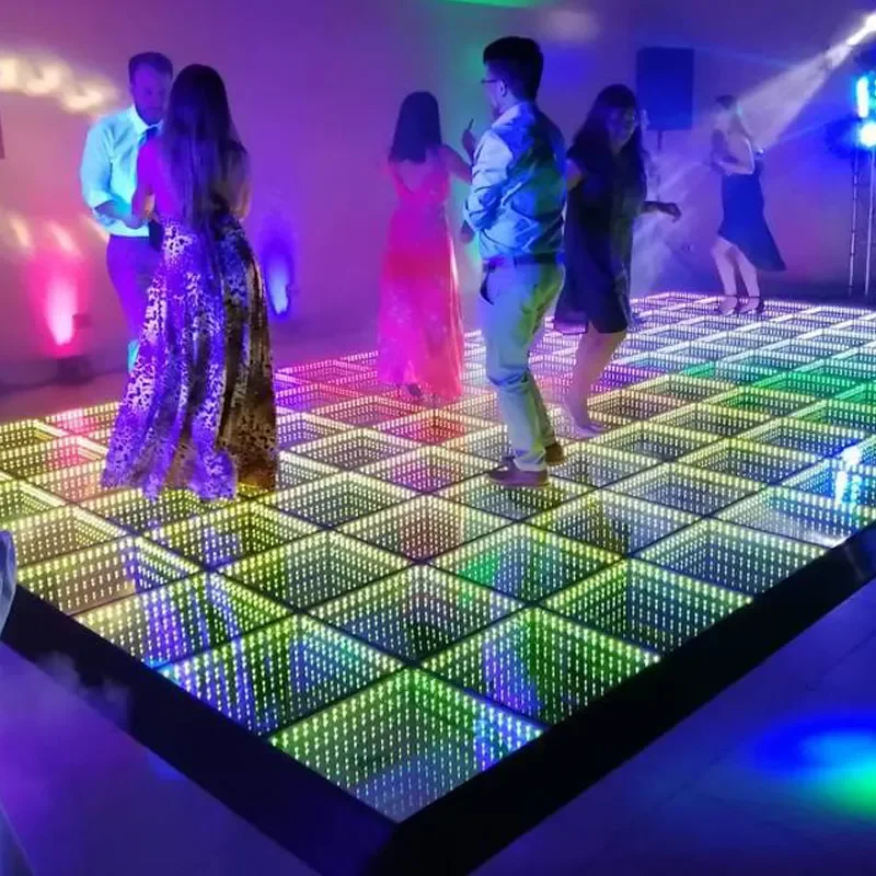 Factory Supply Outdoor Illuminated Wireless Magnetic Abyss Infinity 3D Mirror Interactive Led Dance Floors For Bar KTV T Show