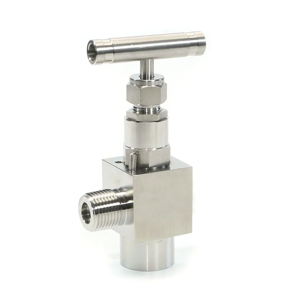 TONY Stainless Steel 90 Degree Angle Needle Valve High Pressure Gauge Needle Valve Female to Male Thread