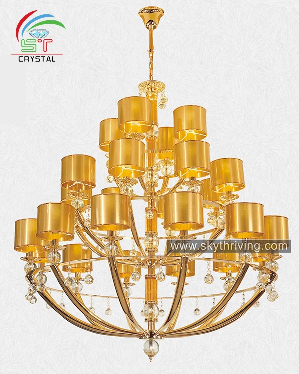luxury golden shade iron chandelier lamp