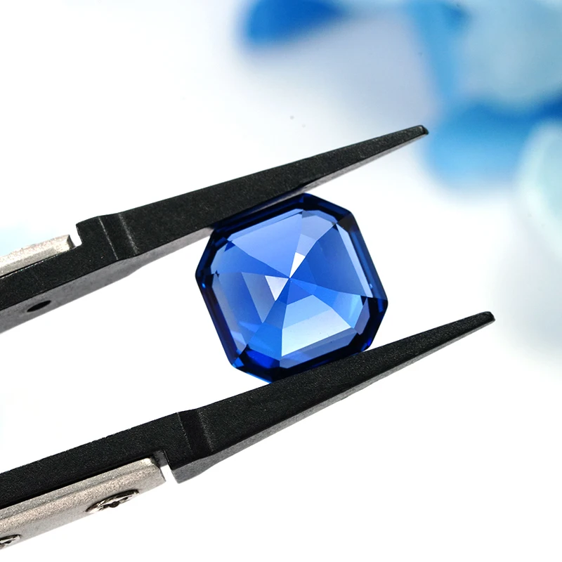 Royal blue sapphire lab grown gemstones asscher cut dark blue gemstones lab sapphire 0.5ct 1ct 5ct jewelry setting