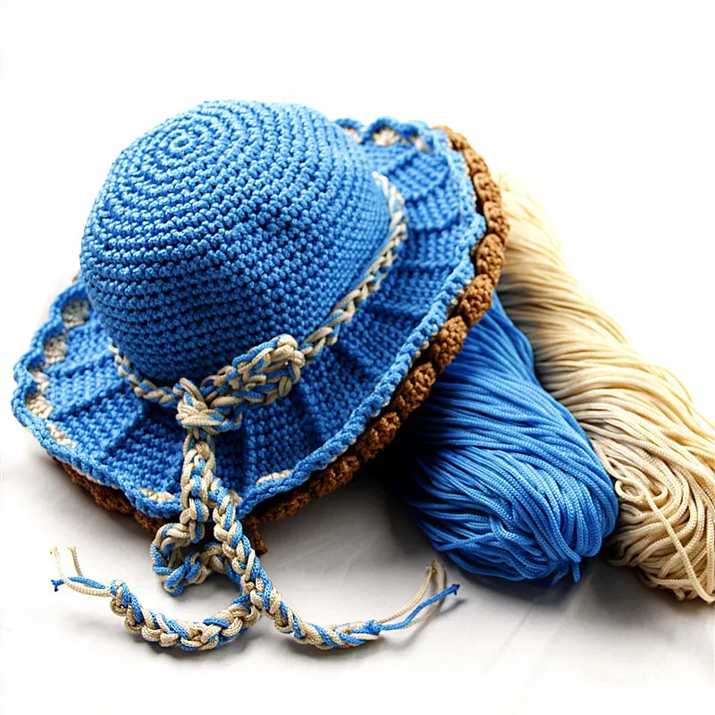 4mm Chunky Glossy Light Braided Polyester Rope Crochet Bag Sun Helmet Macrame Silk Cord Yarn
