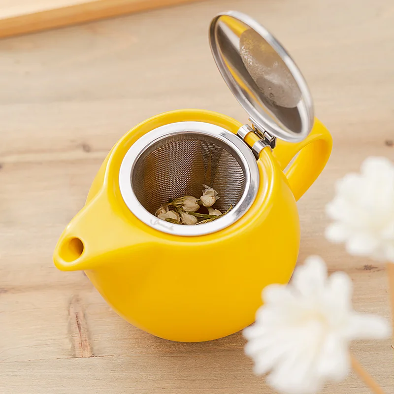 380ml Small Ceramic Tea Pot With Stainless Steel Infuser For Loose Leaf Blooming Teapot
