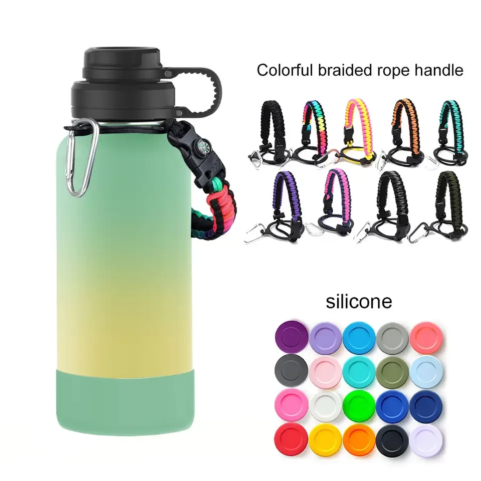 Custom Metal Gym Cycling Sports Bike Cooling Bottled New Designs Silicone Straw Lid Water Bottles with Strap