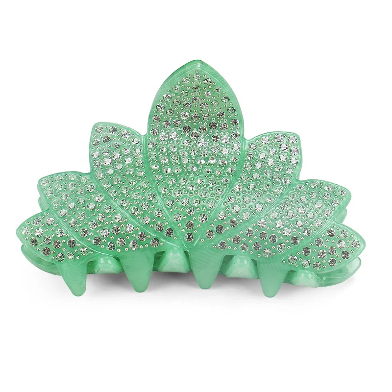 Hot Sale Acrylic Hair Claw Clamp Luxurious Full Rhinestone AB Hair Claw Clips Fashion Women Flower Hair Claws