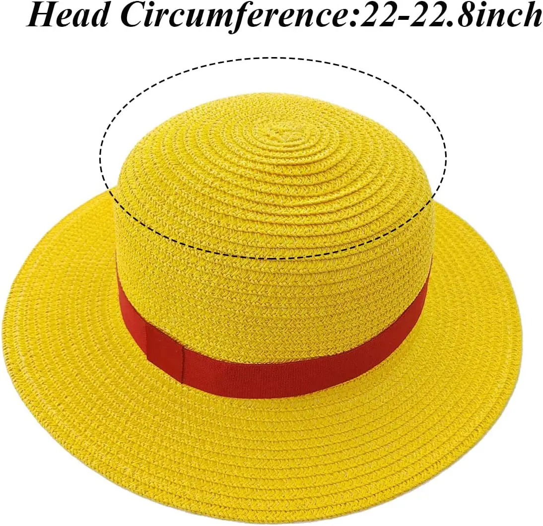 Luffy Performance Props Costume Party Yellow Summer Straw Hats String Sun Beach Hat Pirate Anime Fans Men Women Youth Kids Gifts