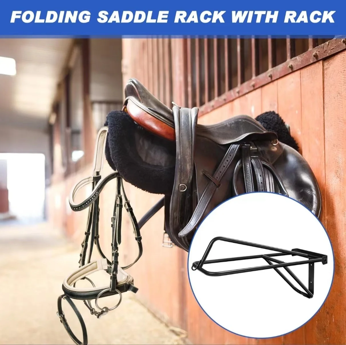 Folding Equine Horse Saddle Pad Rack for Equestrian Supply