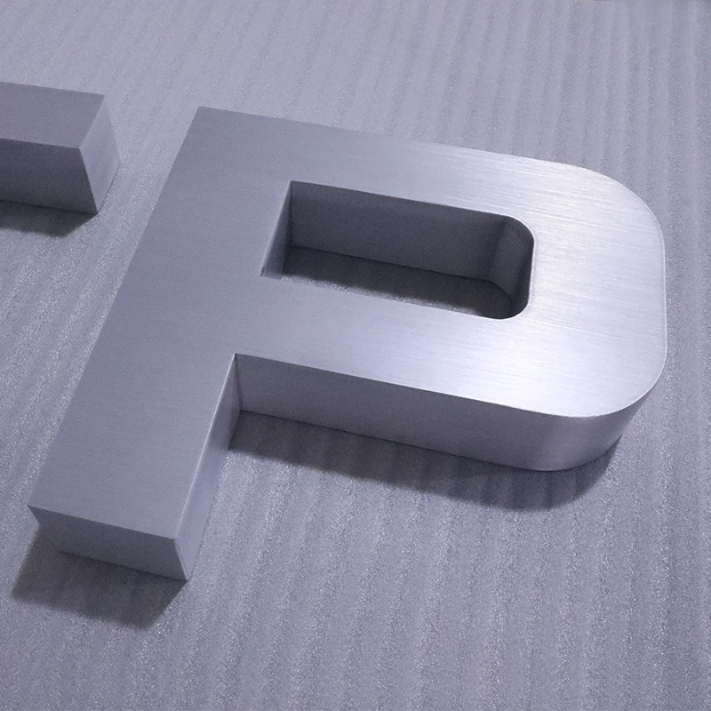 Customized Fabricate Metal Channel Letter Brushed Aluminum Dimensional Letters Metal Fabricated Letter with Studs