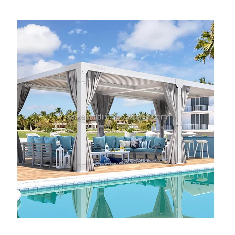 Bioclimatic Exterior Motorized Shutter Aluminium Pergola Manufacturers Canopy Gazebo Electric Louver Outdoor Aluminum Pergola