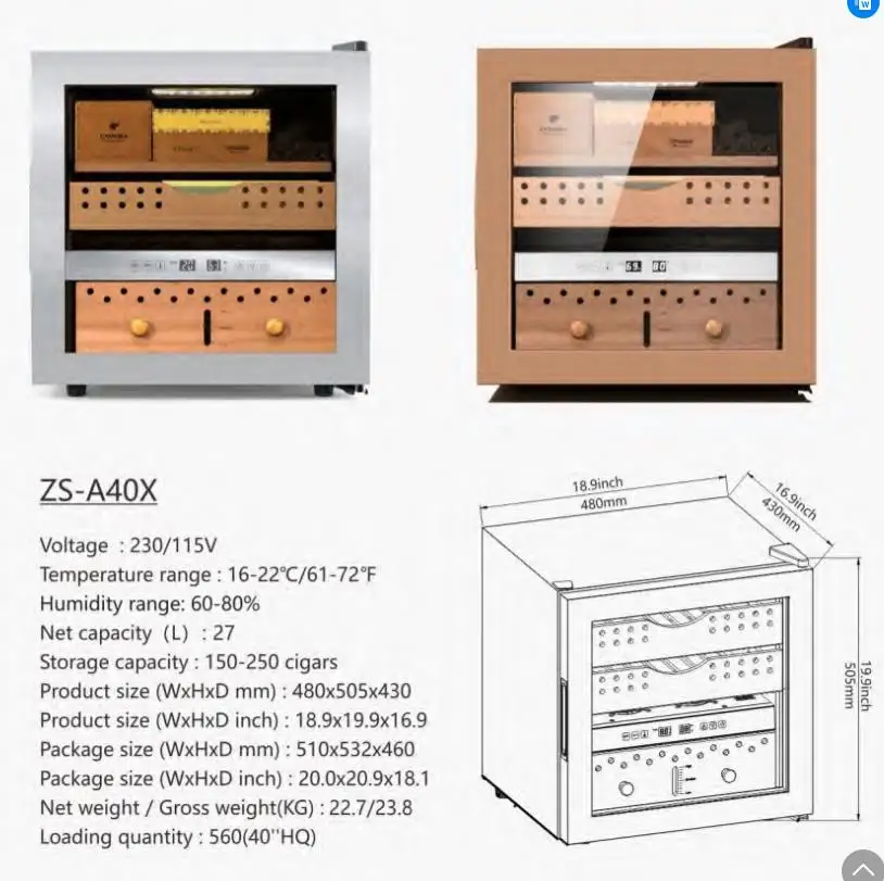 JOSOO ODM 27L Small Cigar Humidors For Sale Used Humidor Cabinet Desktop Automatic Humidor Refrigerator
