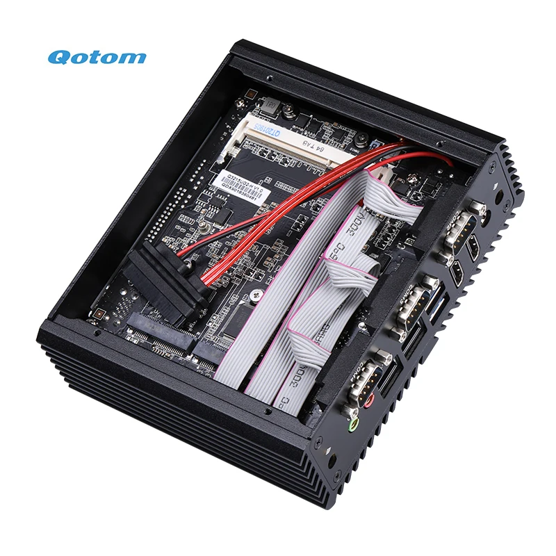  Qotom мини настольный ПК без вентилятора X86 двойной LAN 4x RS-232 Core