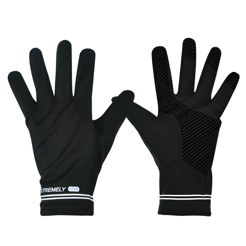 Summer thin black screen touched custom fishing riding lycra sun burn protection cooling gloves
