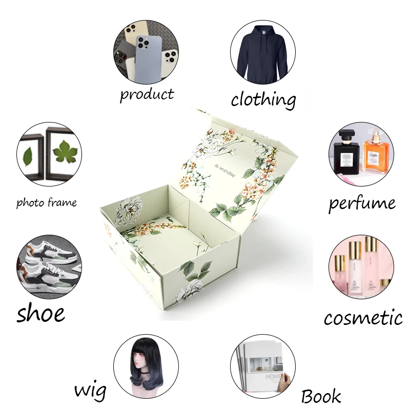 custom logo luxury gift magnetic cardboard kraft package magnet folding box carton package paper boxes for packiging with handle