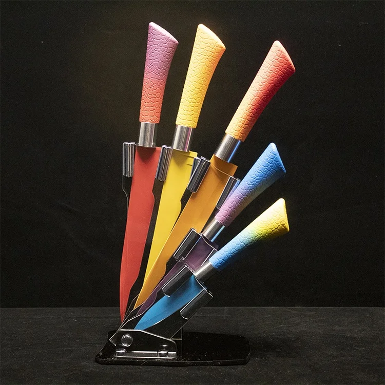 
Factory Supply Professional Kitchen Knife Color Six-piece Set Of Gradient Handle 