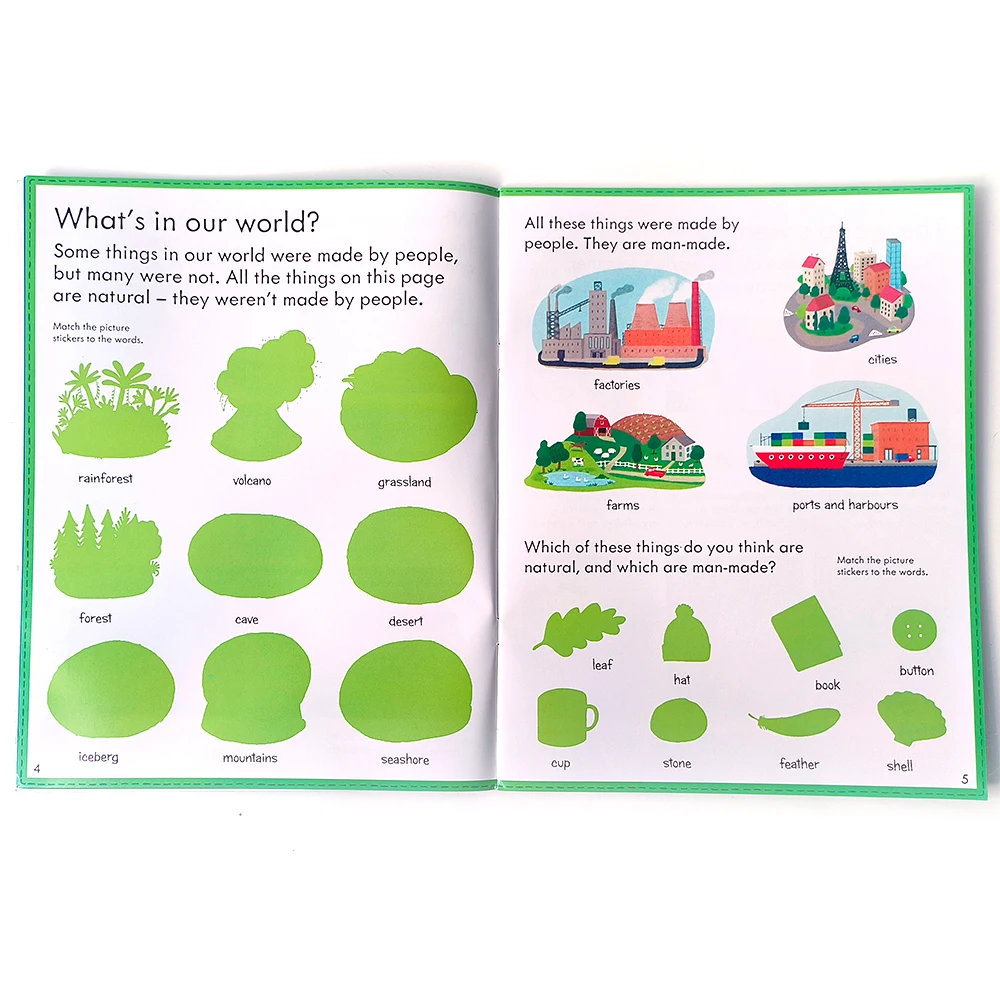 Best-selling kindergarten education toys kids book montessori Our World handmade sticker book picture book