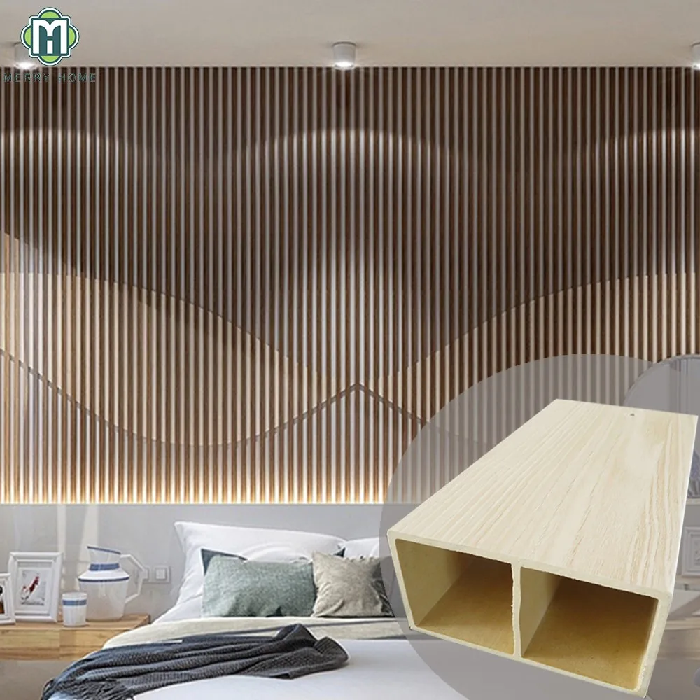 Eco-friendly Interior Decoration Partition WPC Timber Tubes Hollow Wood-plastic Tube Beams PVC Wooden Grain Column