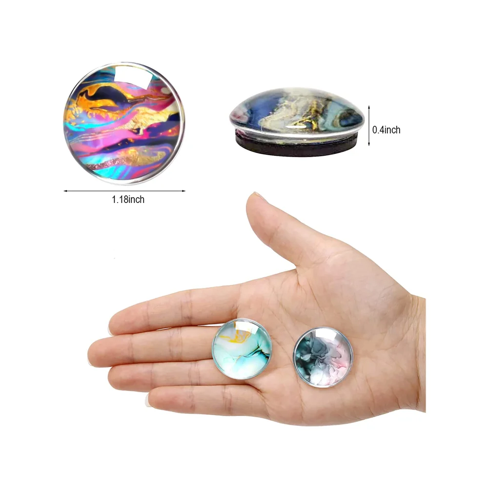 Factory Custom Round Crystal Glass Fridge Magnets For Home Decorative