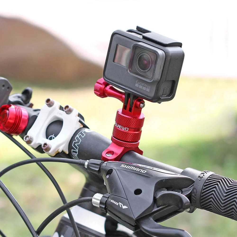 
SUREWO Red Gopro Bicycle Handlebar Mount Camera Bike Mount for GoPro Hero 5 6 7 Black DJI Osmo Action and Gopro Accessory 