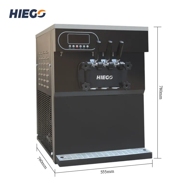 Soft Ice Cream Makers Sundae Counter top 36-38L/H Tricolor 2+1 Flavors Cones Freezing Machine