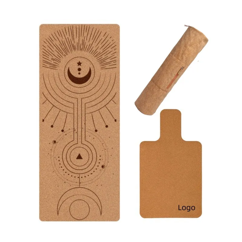 Custom Organic Eco Friendly Thick Yoga Matte custom logo Eco Natural Rubber Cork Yoga Mat Set