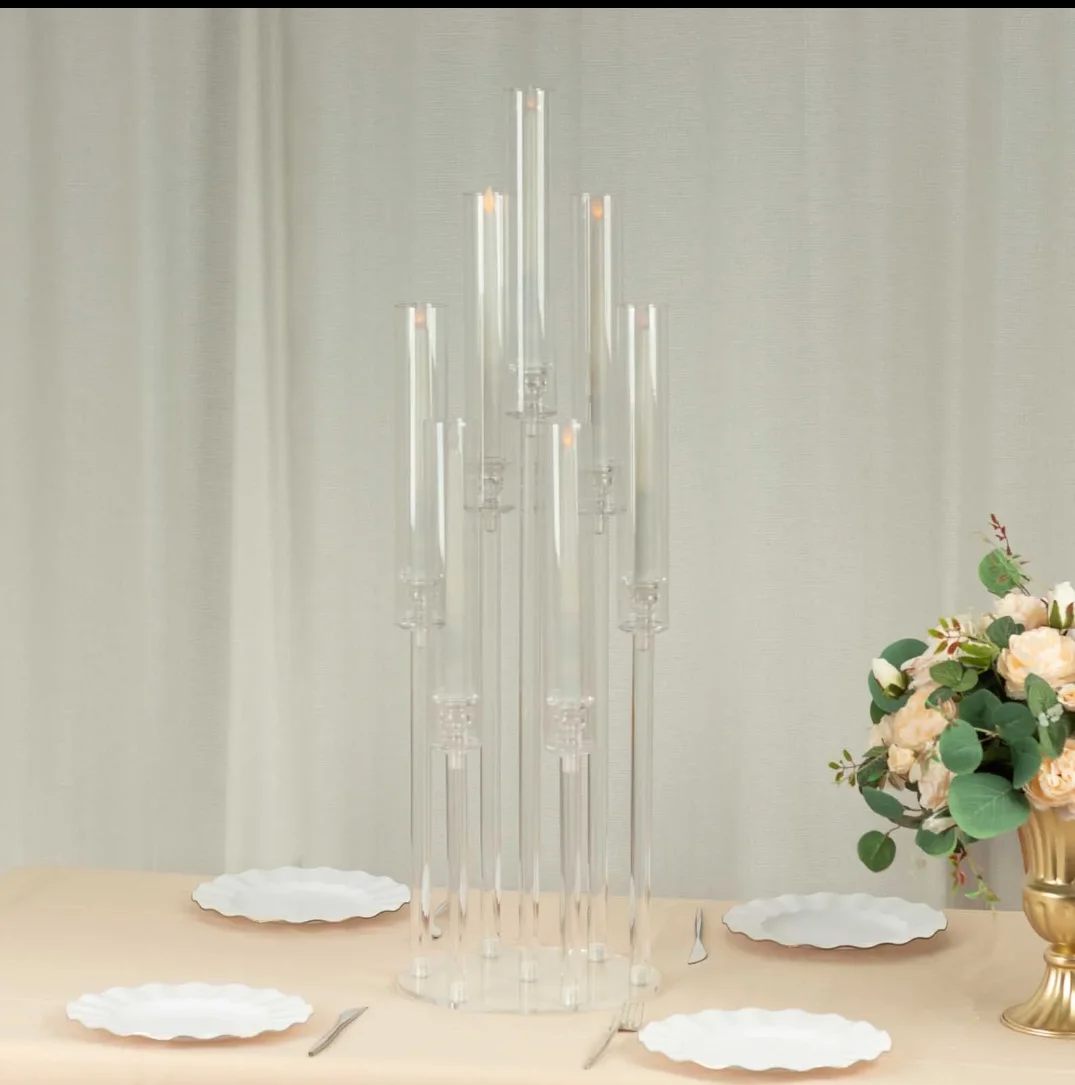 7 Arm Clear Wedding Acrylic Candle Holder Acrylic Candle Stick Stand Table Centerpieces wedding Decorations Wedding Candelabra
