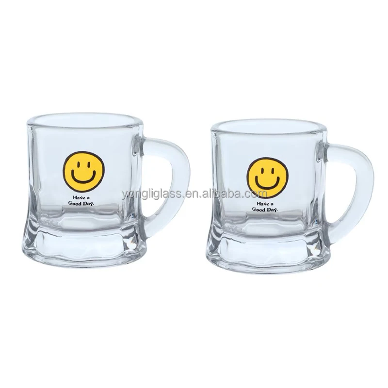 2 Ounce Custom logo Shot Glasses With Handle Mini Beer Mugs for Whiskey Tequila Vodka personalized shot glass