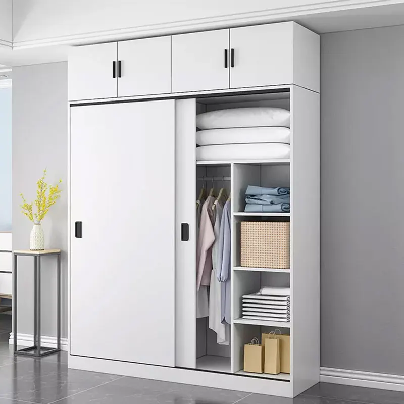 Modern Door Wooden Clothes Mirror Bedroom Wardrobe Closet Bedroom Width 1.4m Furniture Armoire Closet Wardrobe