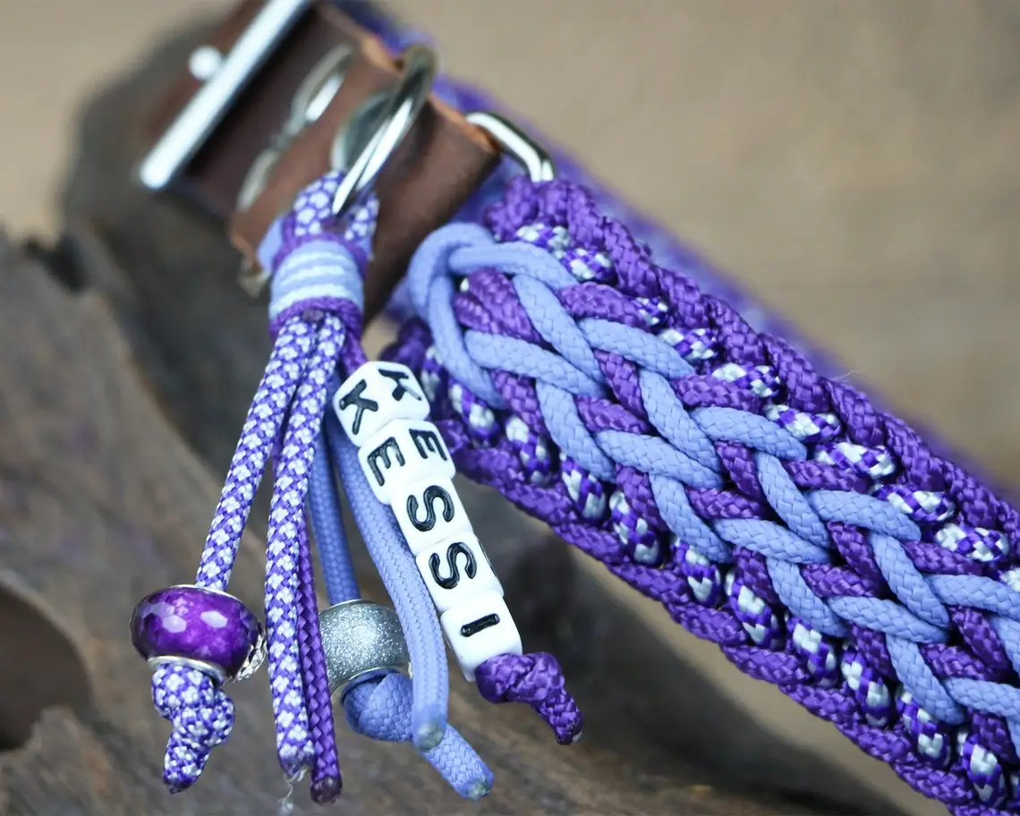 Custom Paracord Bracelet adjustable fashion  handmade  beautiful dog collar with High Quality  leather adapter