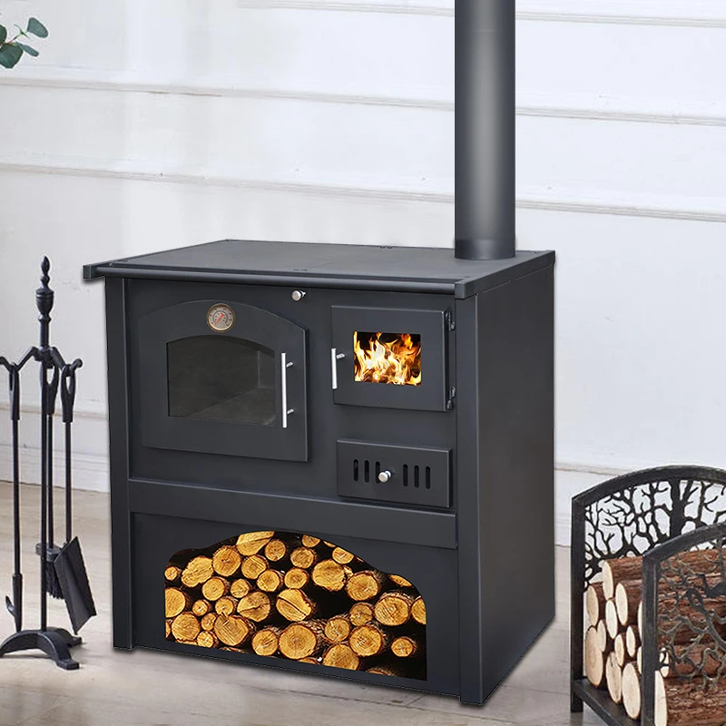 Modern Style Indoor Heating Cold Rolled Steel Wood Burning Fireplace Stove With Oven