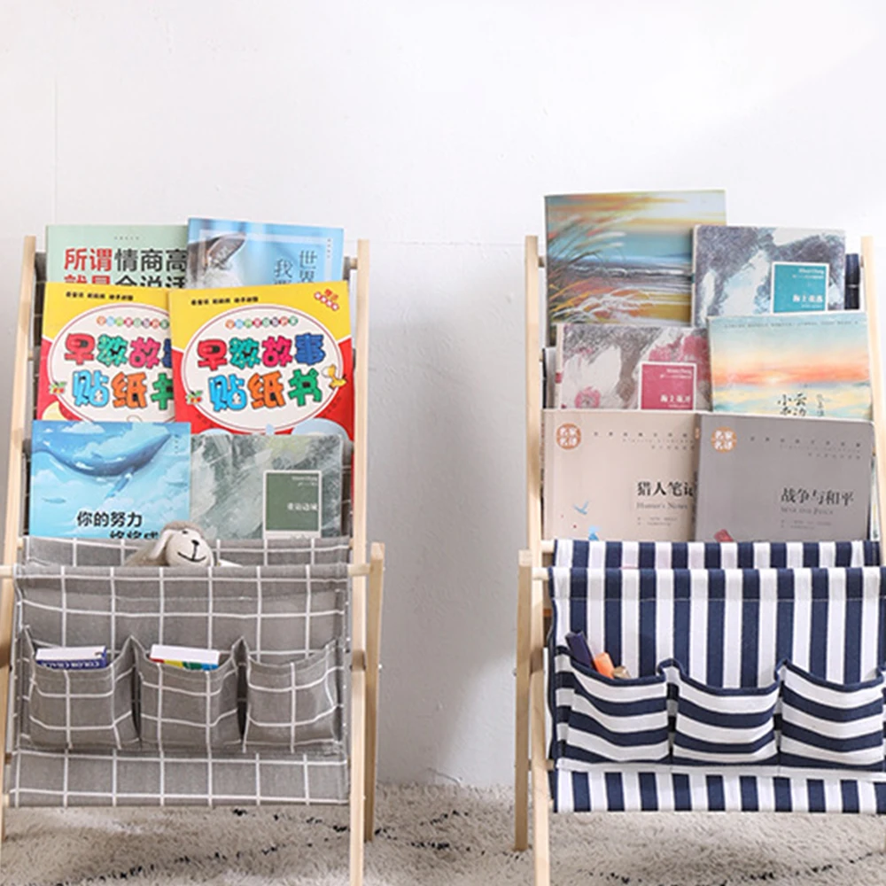 Floor Magazine Stand Display Rack Newspaper Rack Tiered Design-Black Wood Book Rack